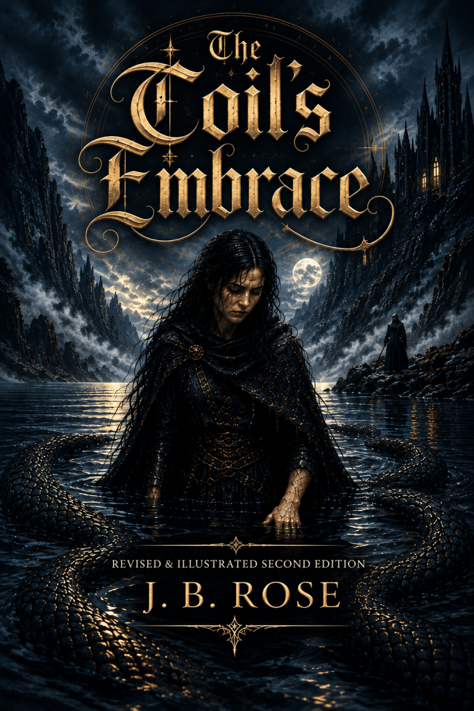 The Coil's Embrace by J. B. Rose – revised and illustrated second edition dark fantasy book cover