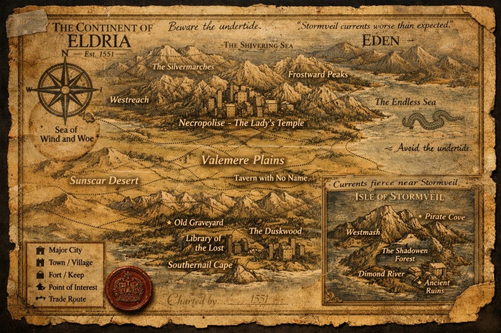 Old Navy Map that hangs in Captain Corwin Tempest of the Royal Navy Office. 